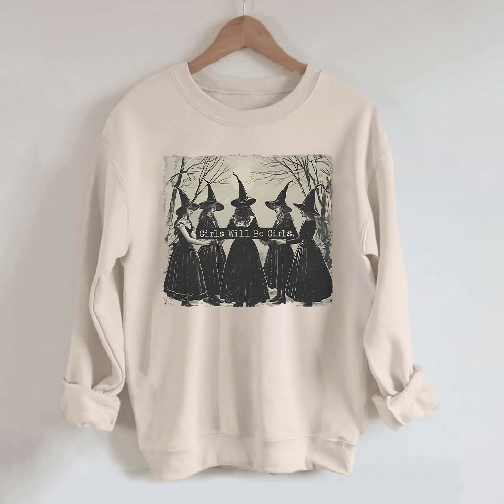 Vintage Girls Will Be Girls Witch Sweatshirt