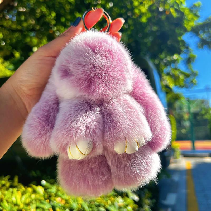 【BunnyLulu】Handmade Bunny PomPom Keychain with Designed Tin Box, Easter Birthday Gift, Charm Accessory for Anxiety Relief