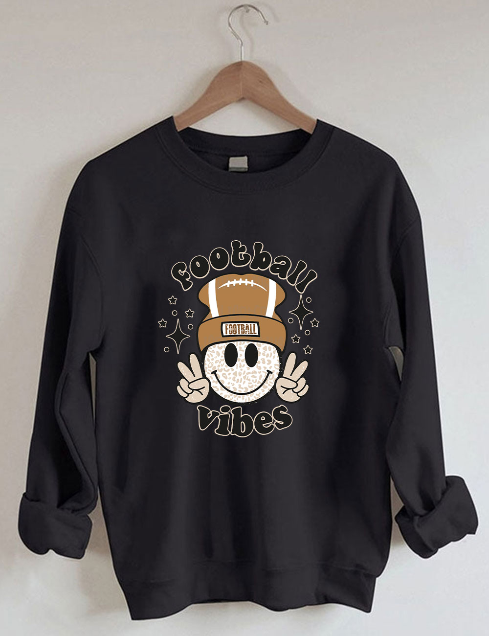 Football Vibes Beanie Happy Face Sweatshirt