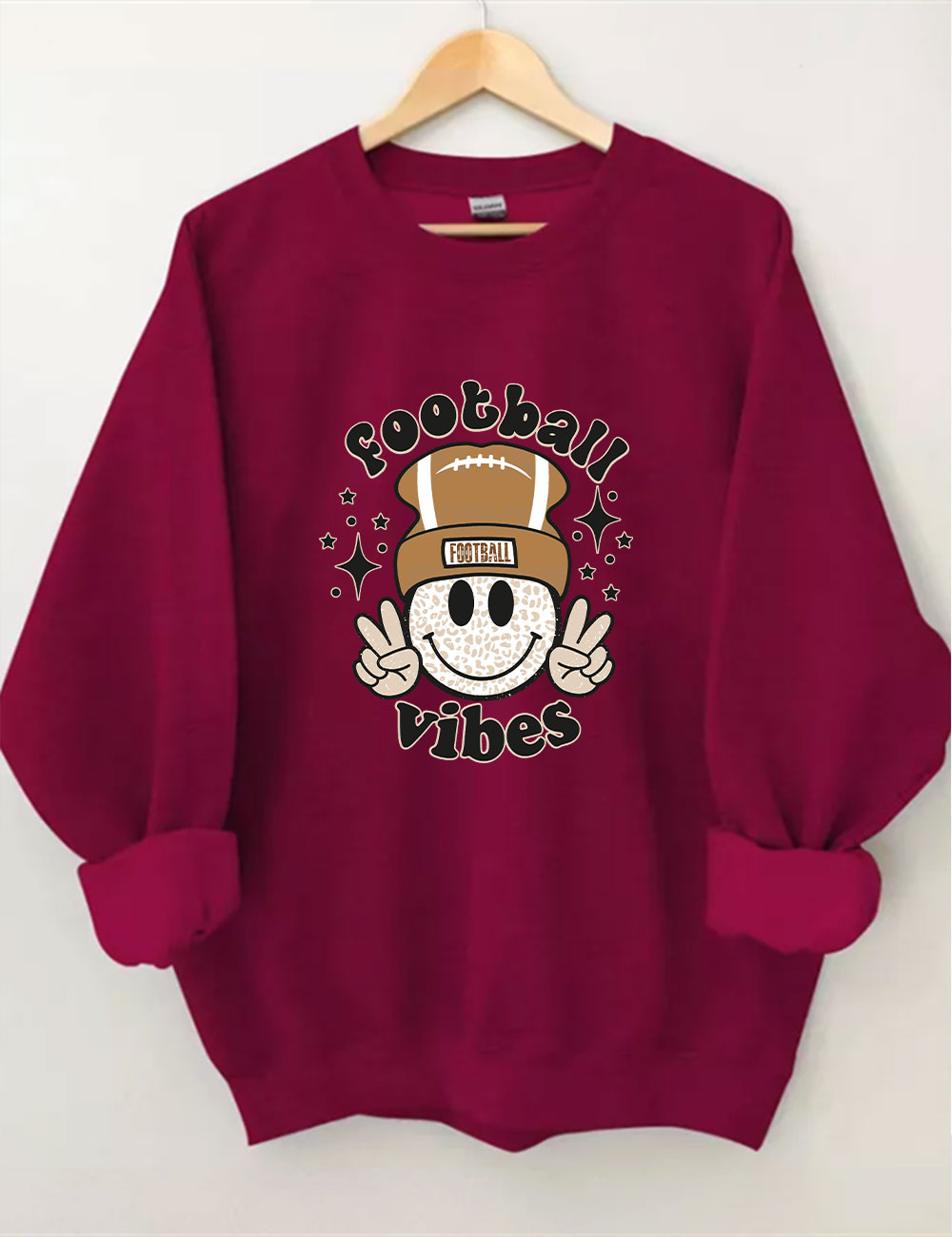 Football Vibes Beanie Happy Face Sweatshirt