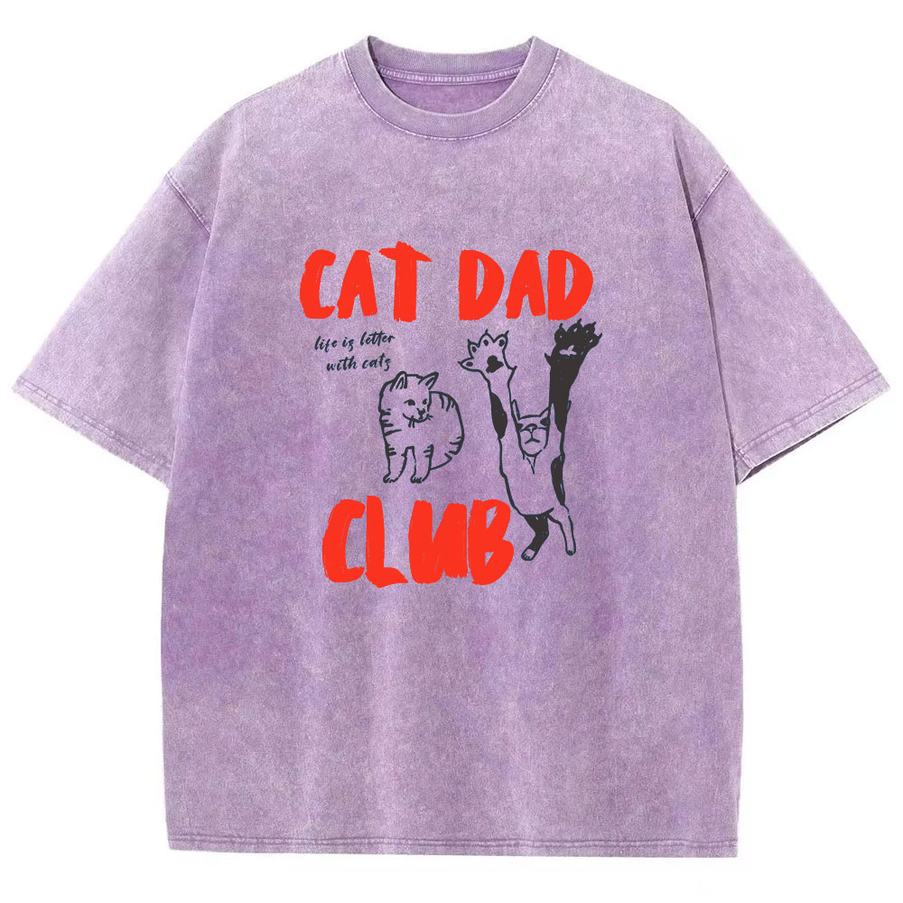 Cat Dad Club Funny Washed T-shirt