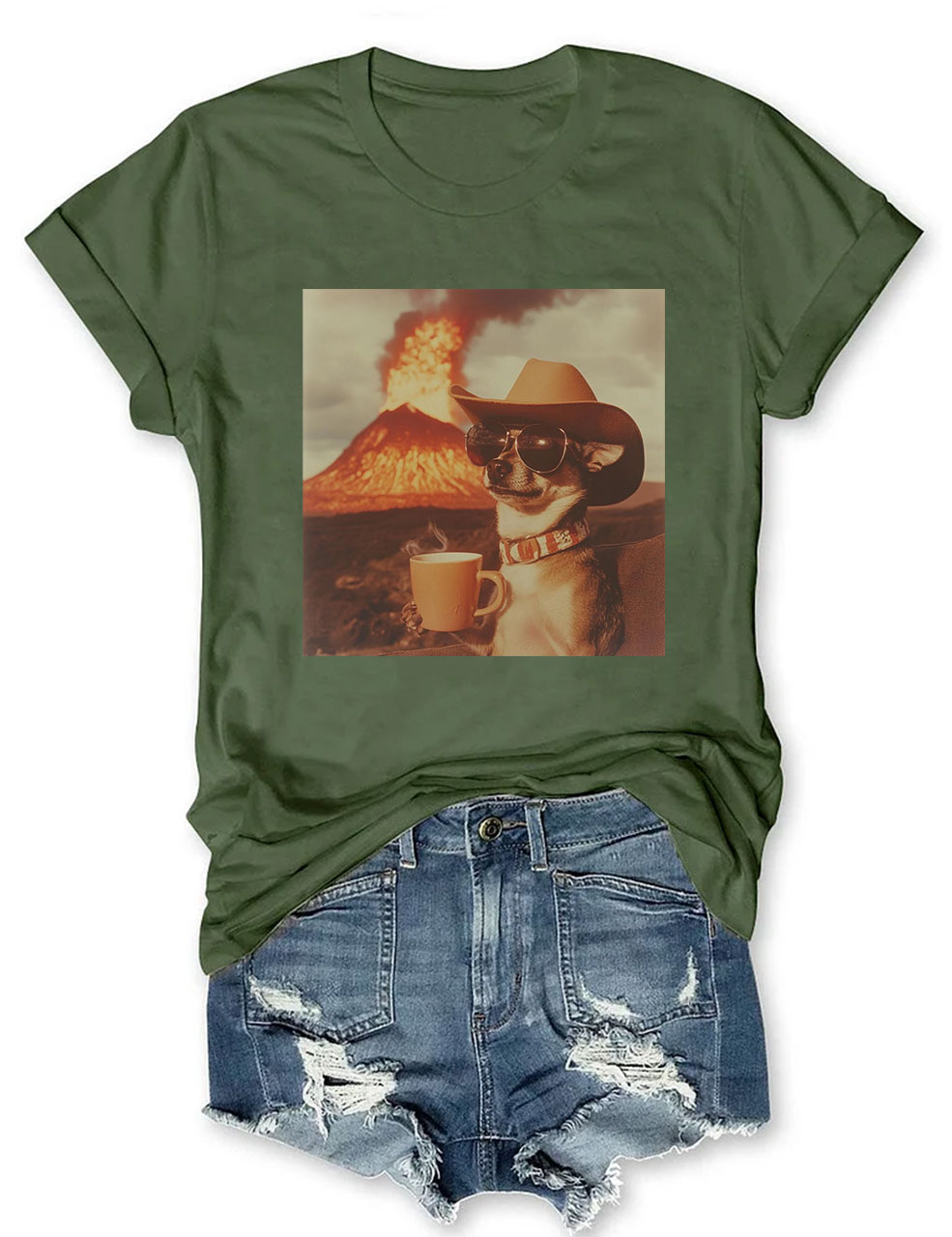Chihuahua Dog Volcano T-shirt