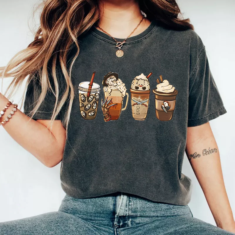 Fall Coffee Pumpkin Horror T-shirt