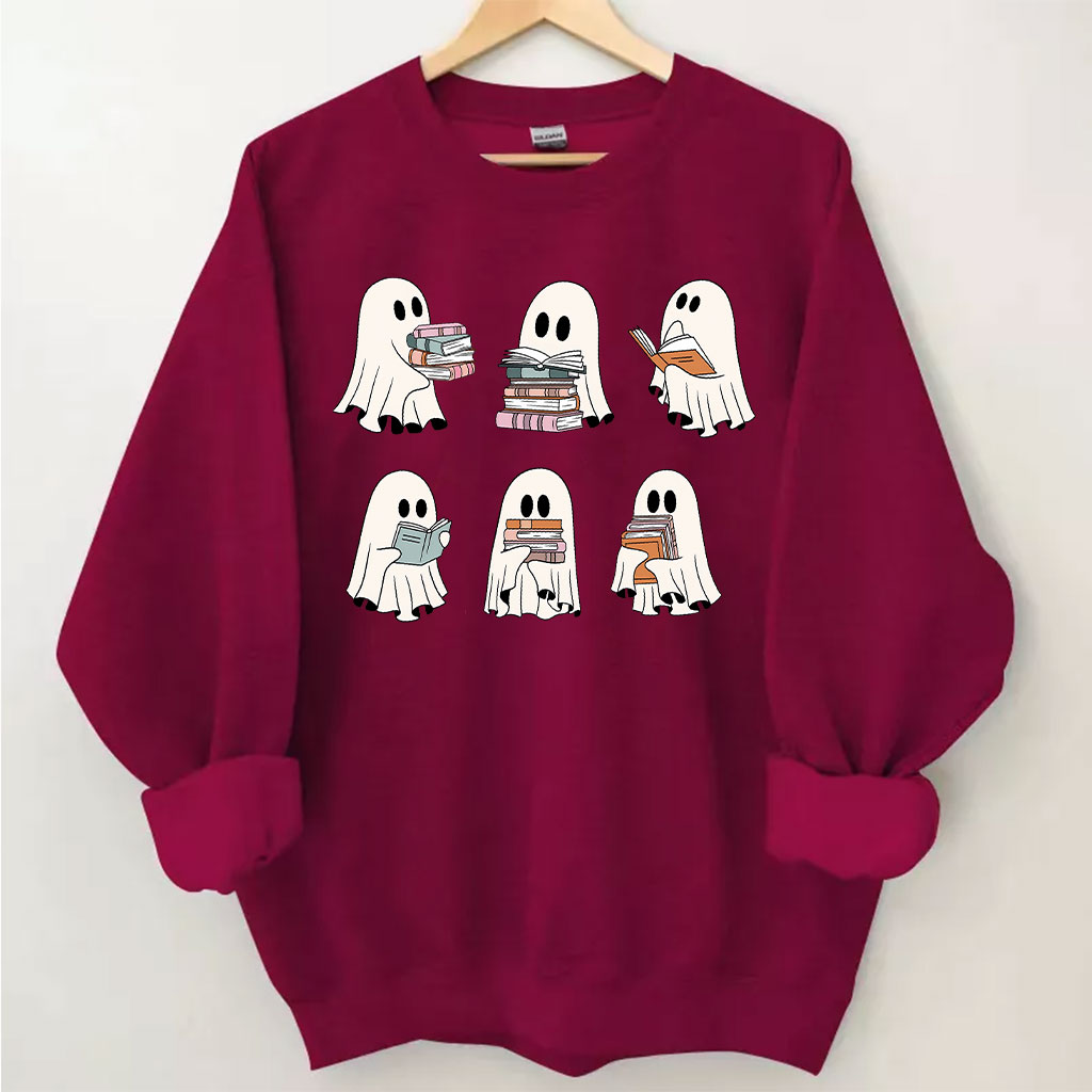Cute Ghost Reading Book Halloween Sweatshirt