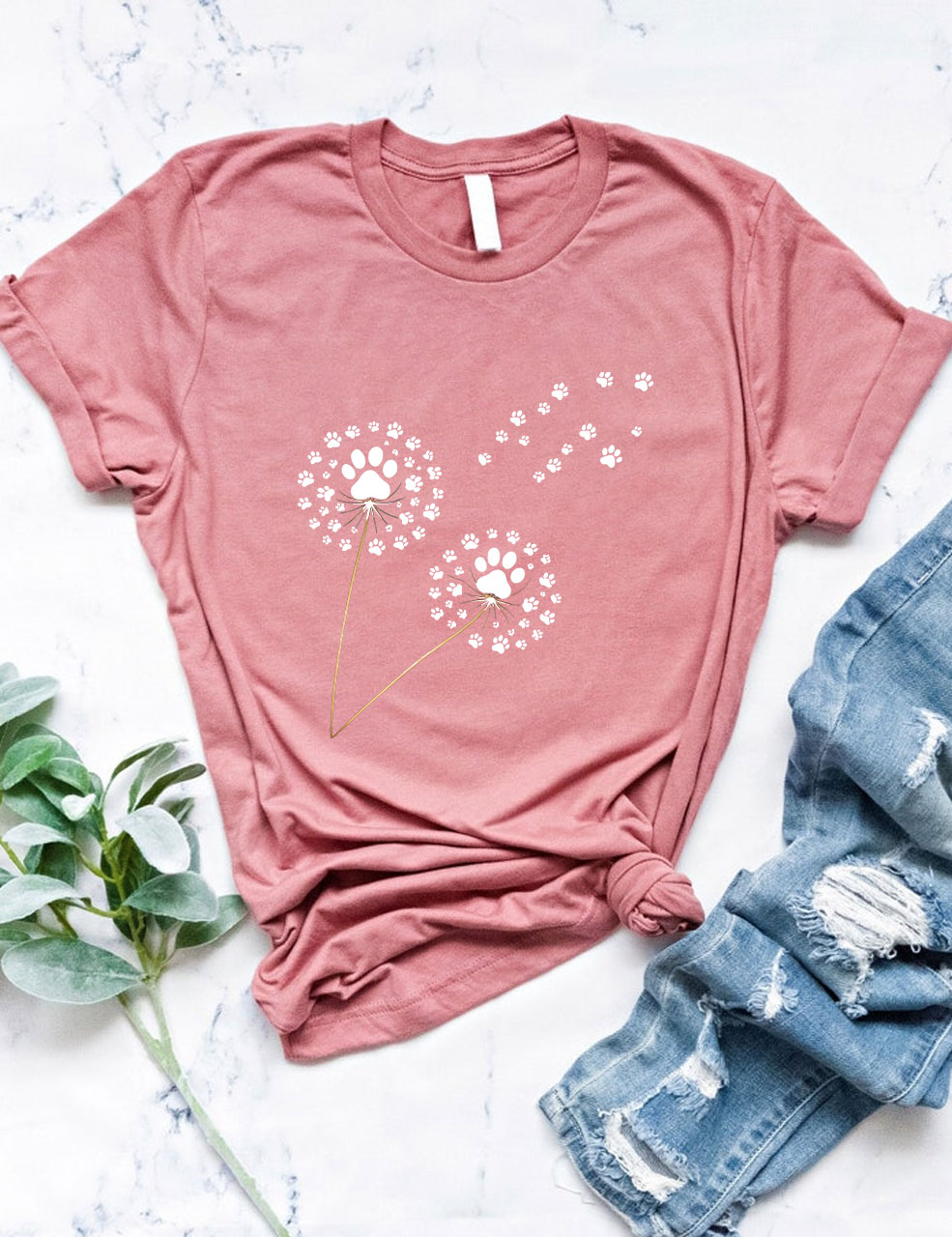 Paw Print Dandelion Funny T-shirt