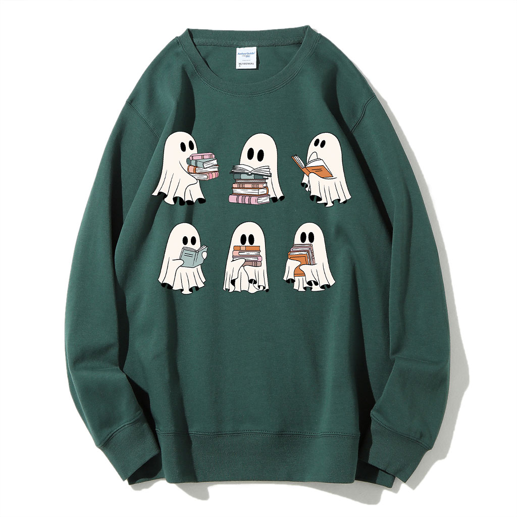 Cute Ghost Reading Book Halloween Sweatshirt