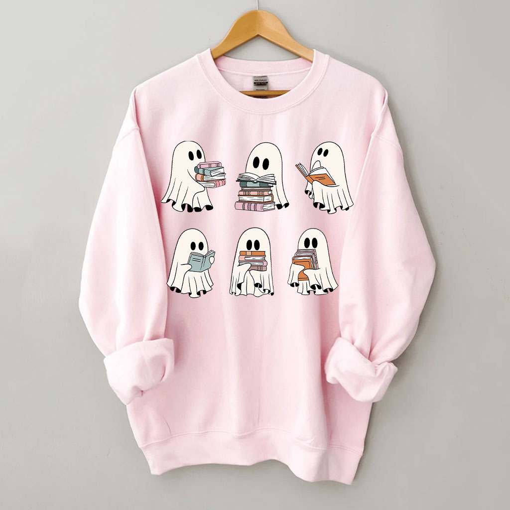 Cute Ghost Reading Book Halloween Sweatshirt