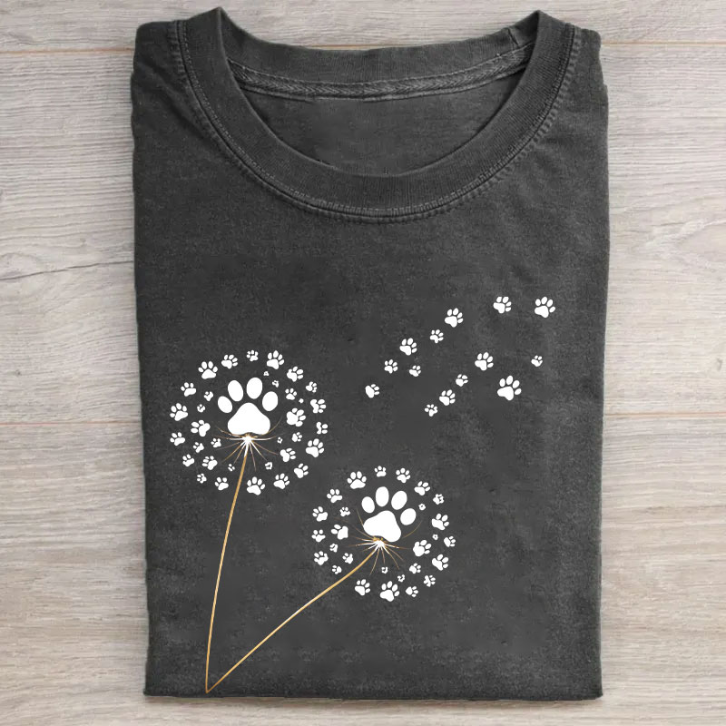 Paw Print Dandelion Funny T-shirt