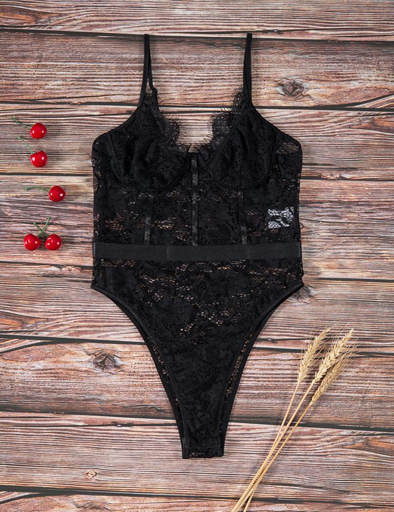 Floral Lace Hollow Out Bodysuit