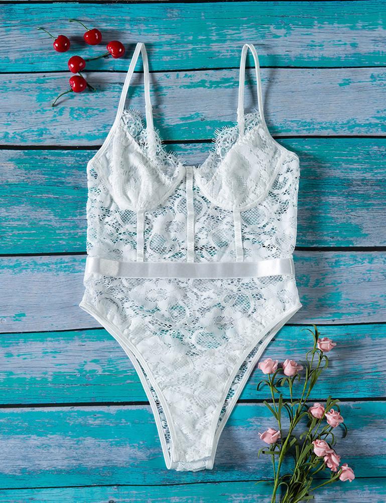 Floral Lace Hollow Out Bodysuit