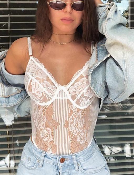 Lace Bow Mesh Bodysuit