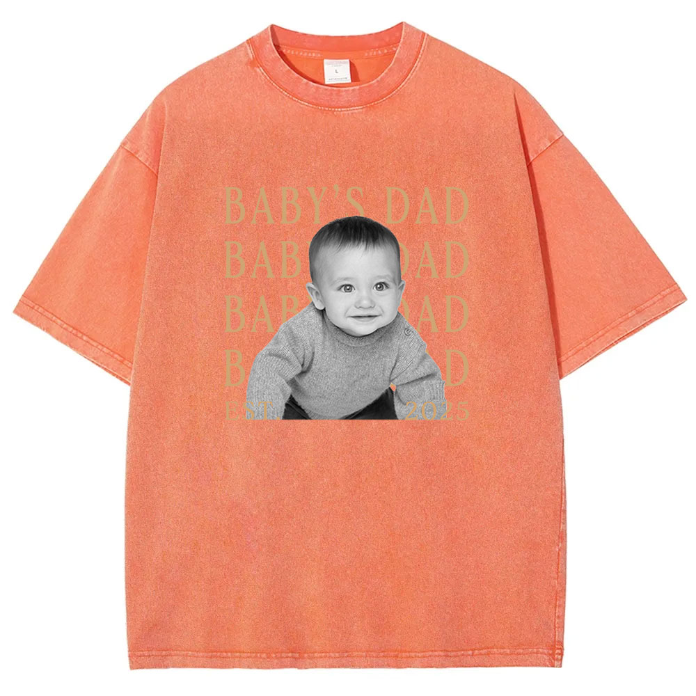 Custom Dad Vintage Photo Washed T-shirt