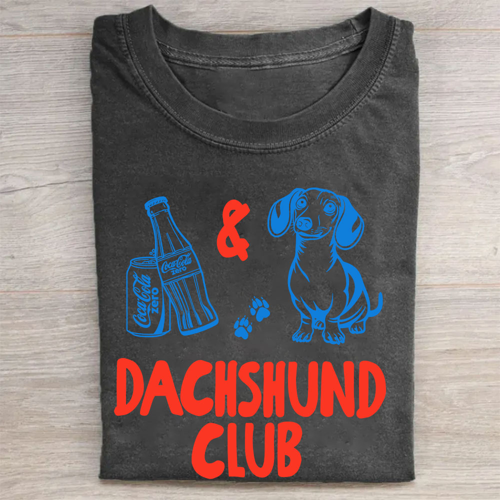 Coke Zero and Dachshund Club Funny Washed T-shirt