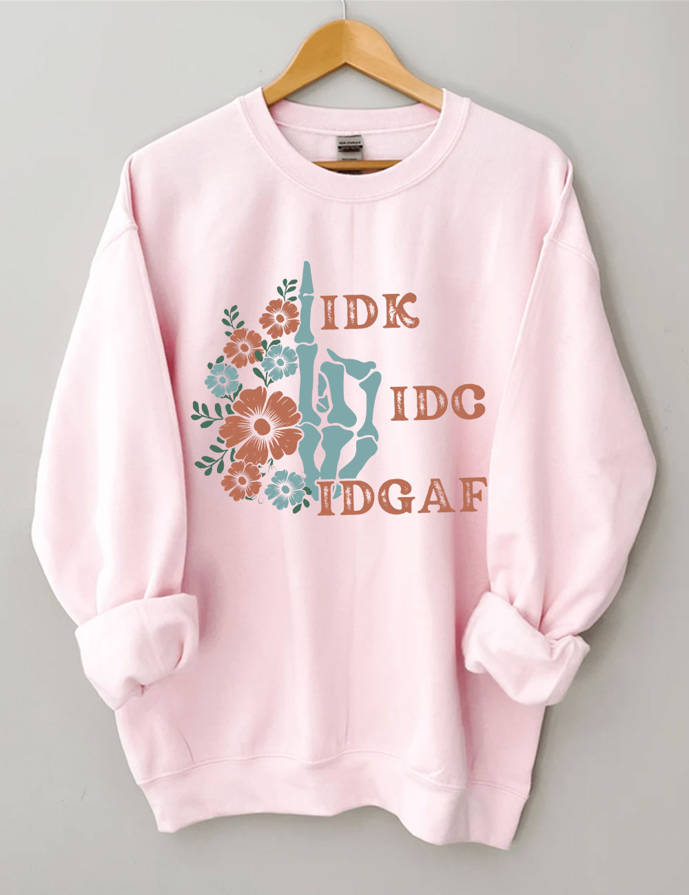Retro Skeleton Hand IDGAF Sweatshirt