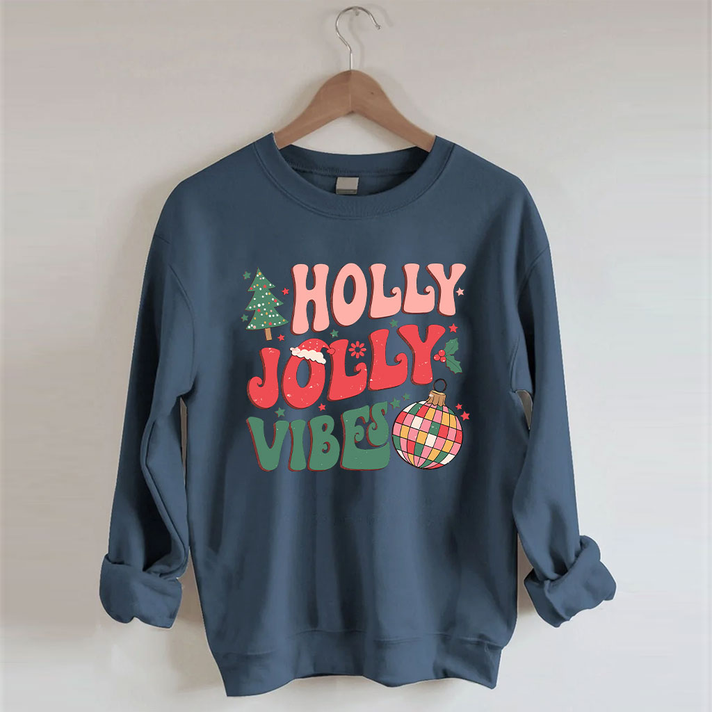 Holly Jolly Vibes Groovy Christmas Sweatshirt