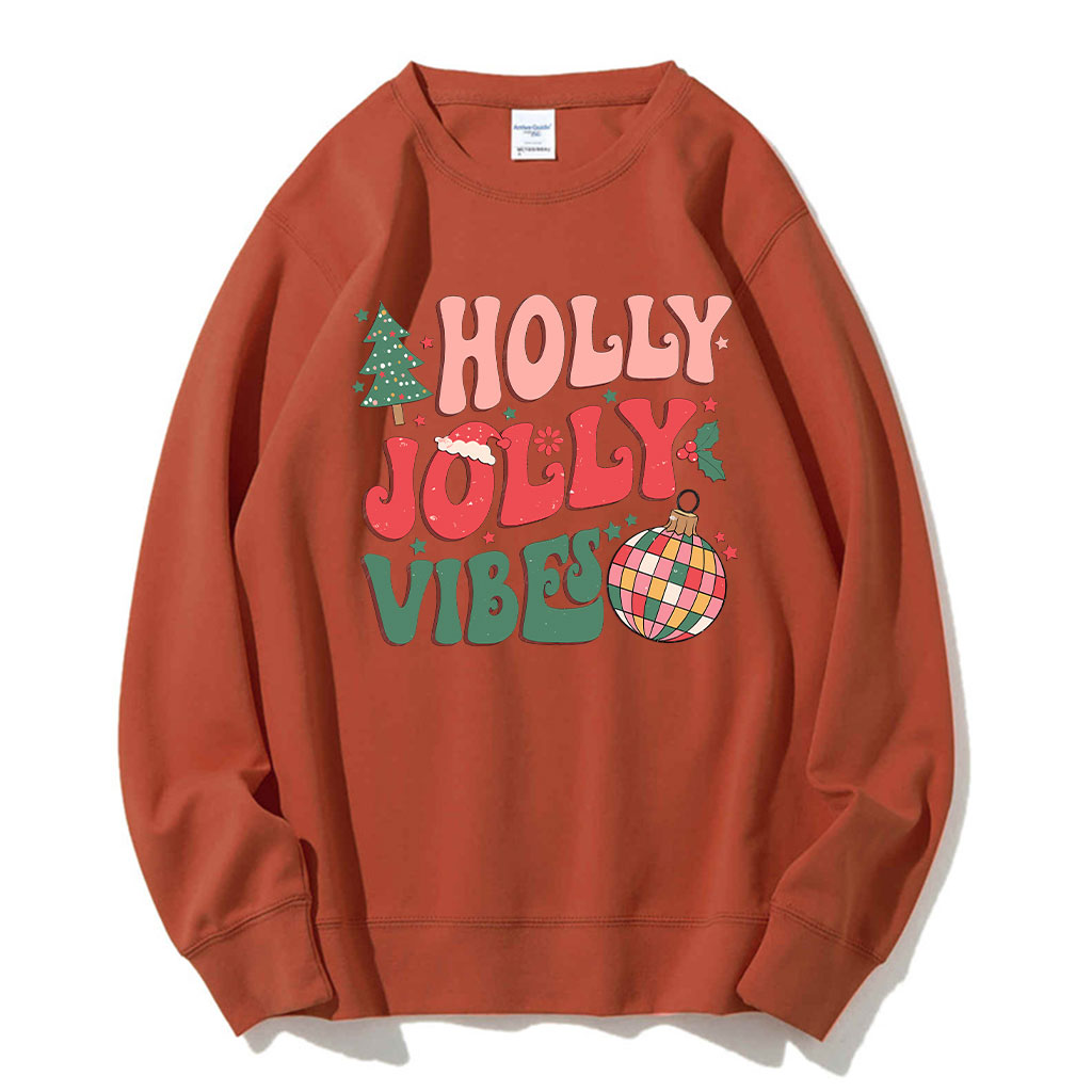 Holly Jolly Vibes Groovy Christmas Sweatshirt