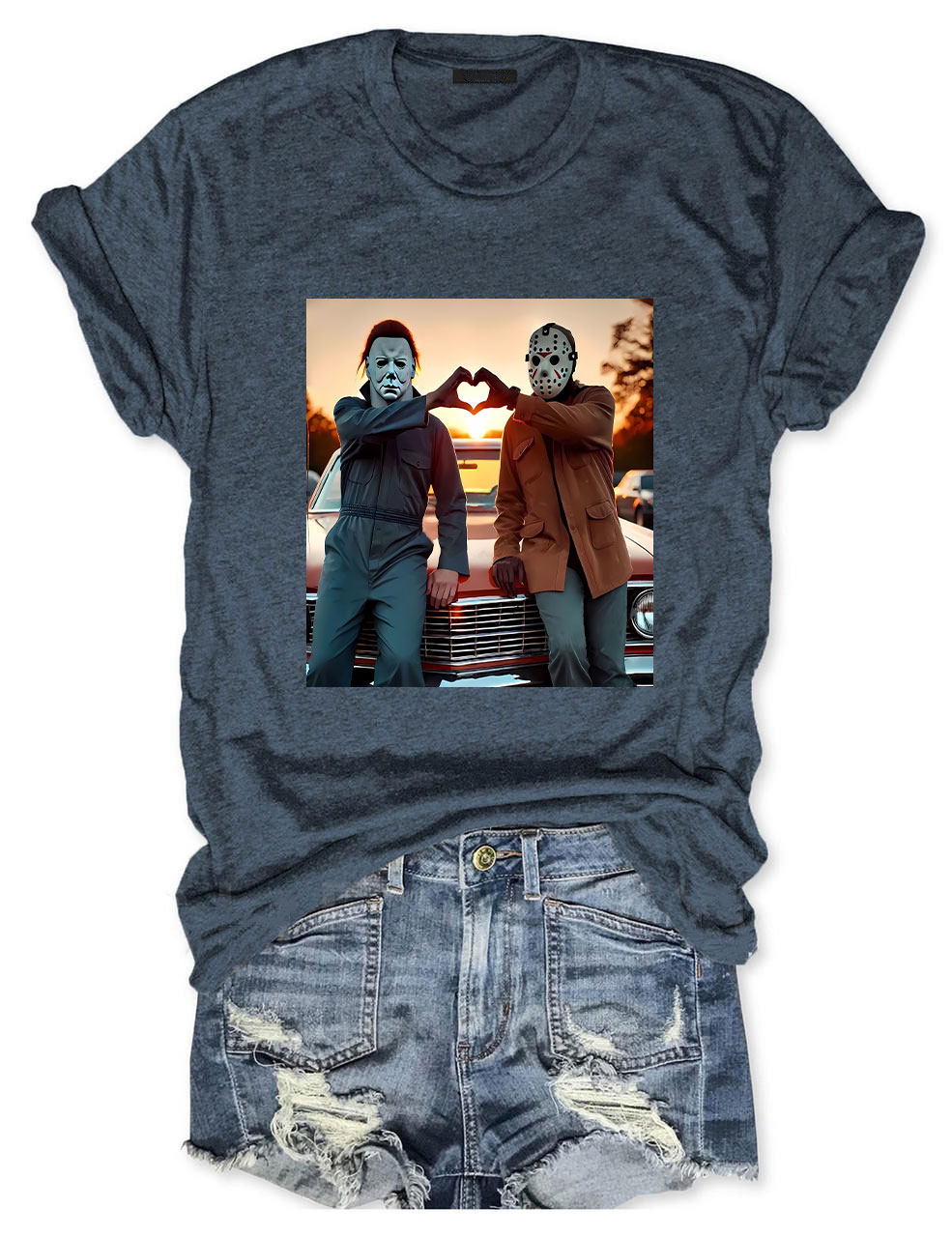 Horror Movie Characters Heart Hands Funny T-shirt