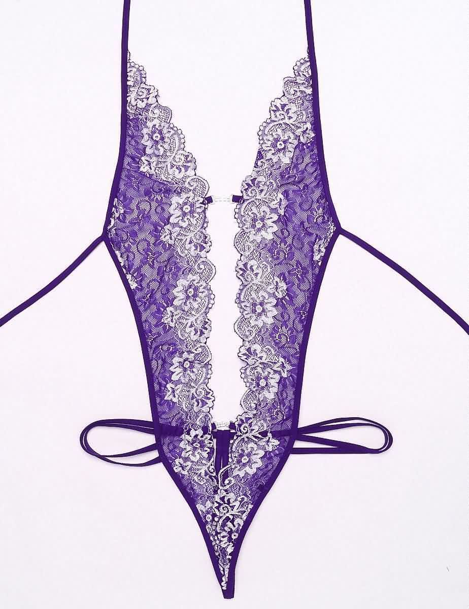 Halter Floral Lace Hollow Bodysuit