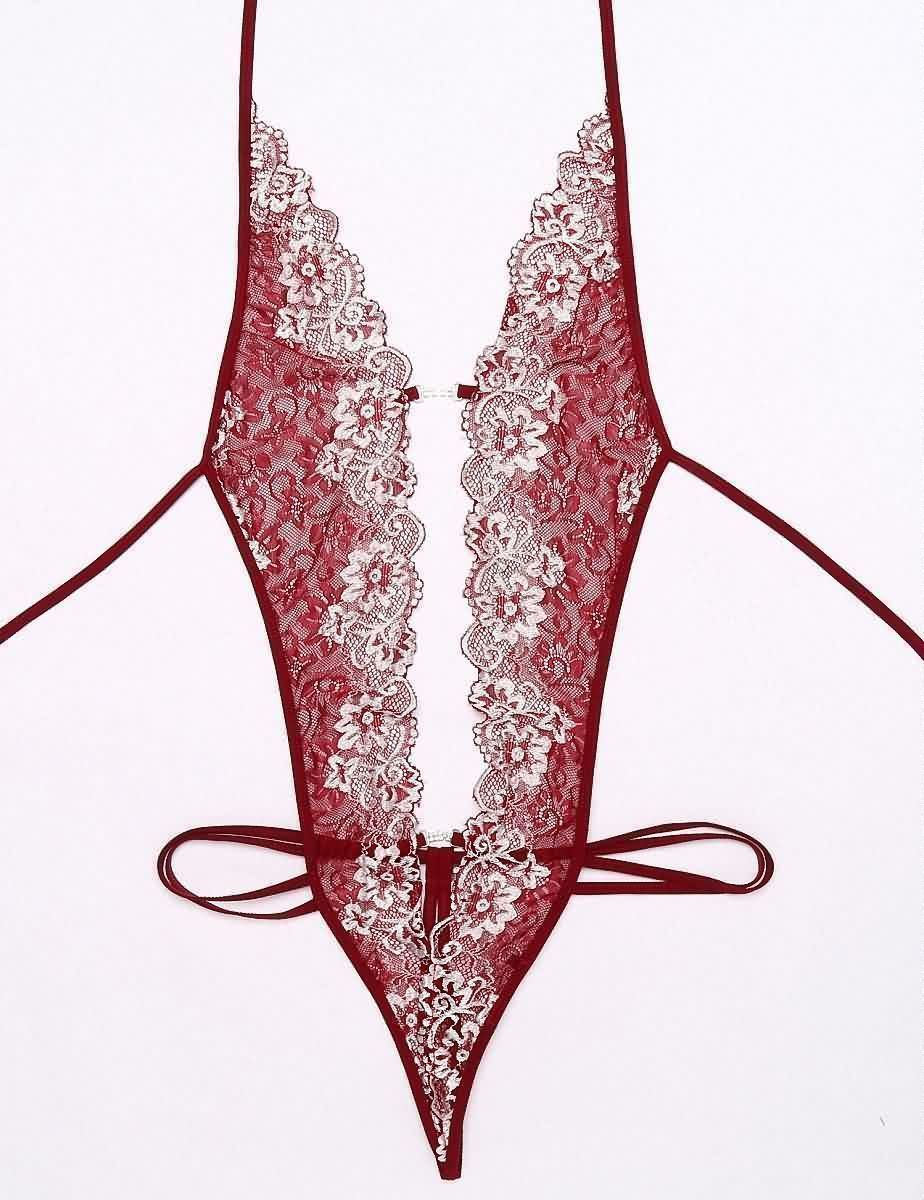 Halter Floral Lace Hollow Bodysuit