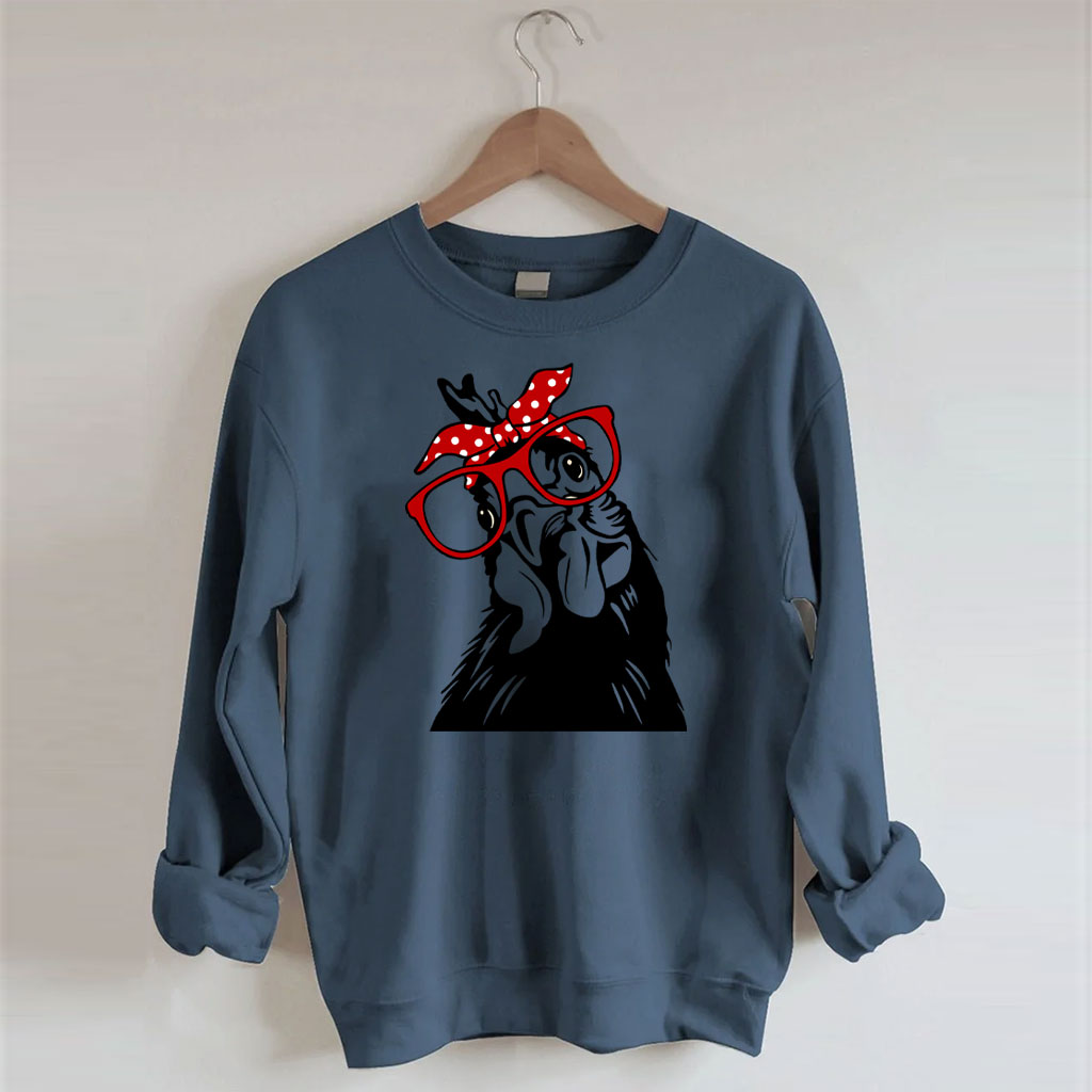 Chicken With Bandana Glasses Sweatshirt