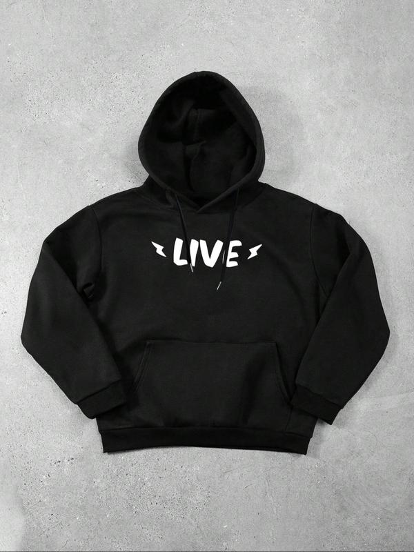 Men's Christ Cross & Letter Print Drop Shoulder Hoodie, Fashion Casual Regular Fit Drawstring Pocket Hooded Sweatshirt for Daily Holiday Outdoor Wear, Men Clothing for Fall & Winter, Winter Apparel