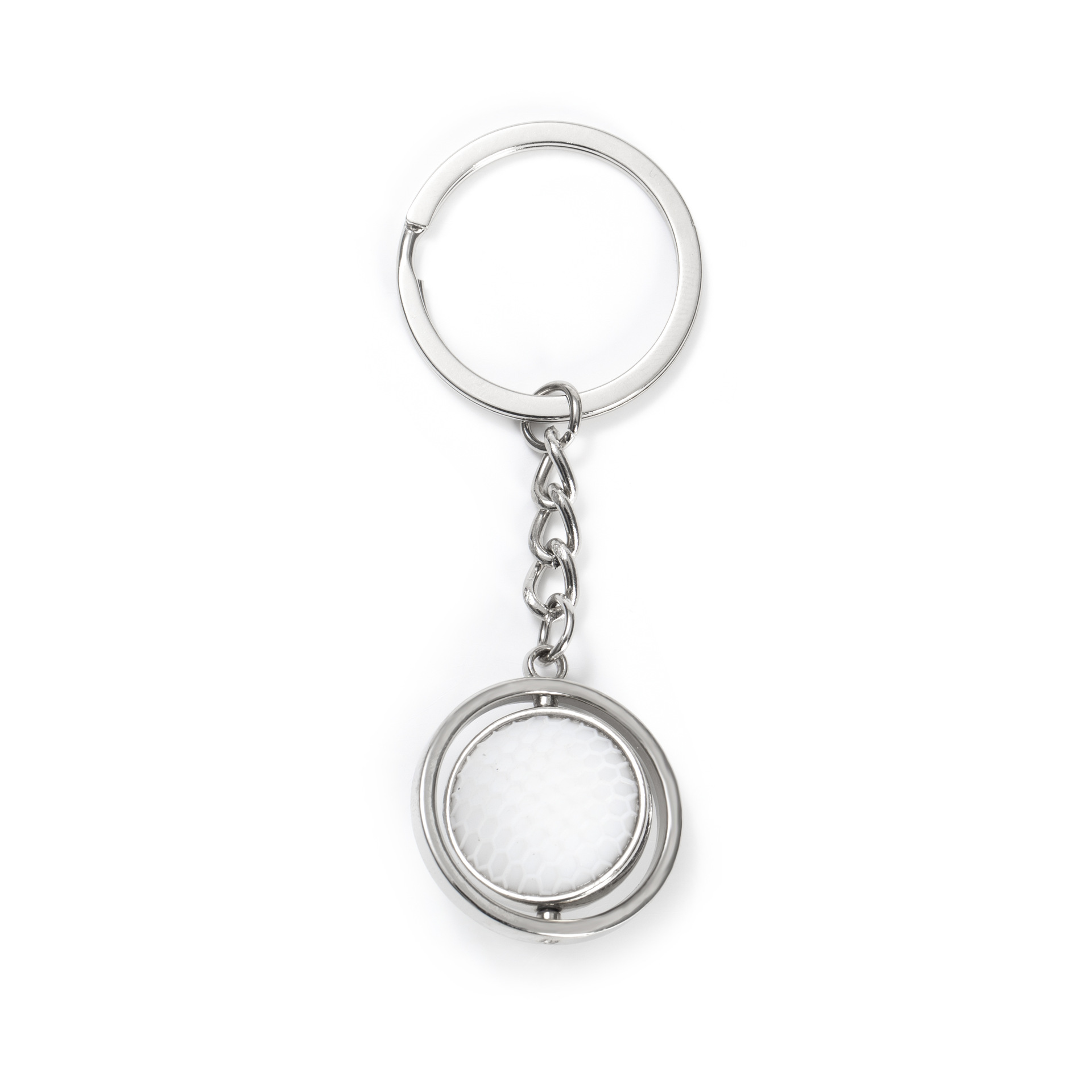 Rotating Small Basketball Soccer Golf Rugby Baseball Keychain Metal Ball Key Ring Gift