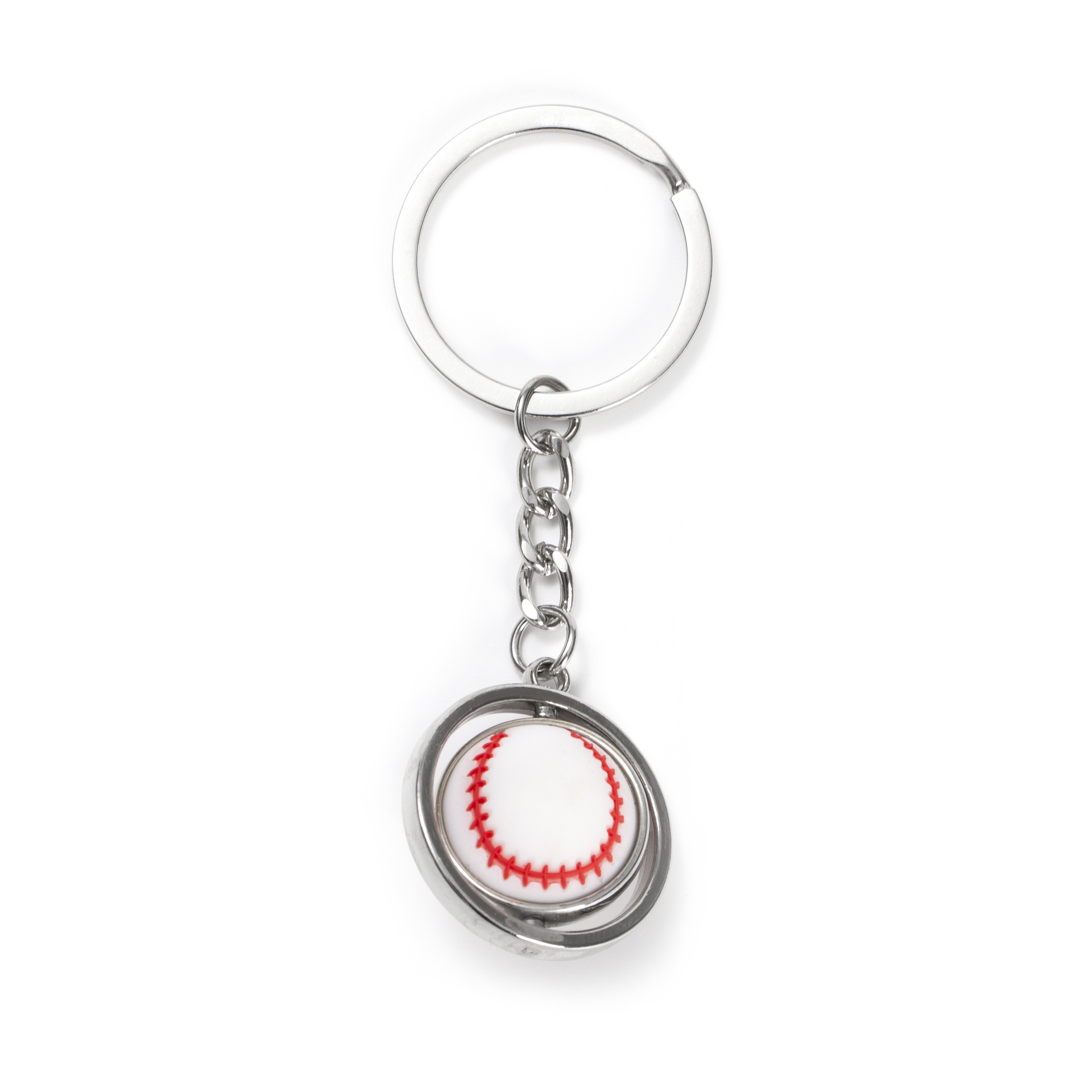 Rotating Small Basketball Soccer Golf Rugby Baseball Keychain Metal Ball Key Ring Gift