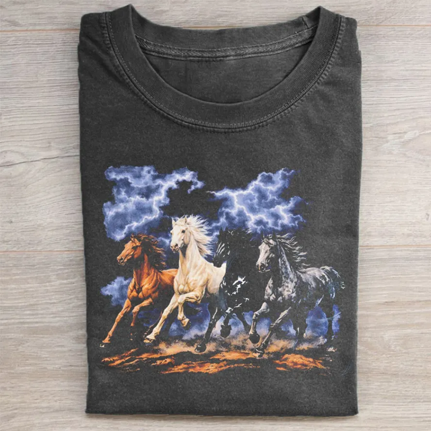 Running Horses Vintage 90s Graphic T-shirt