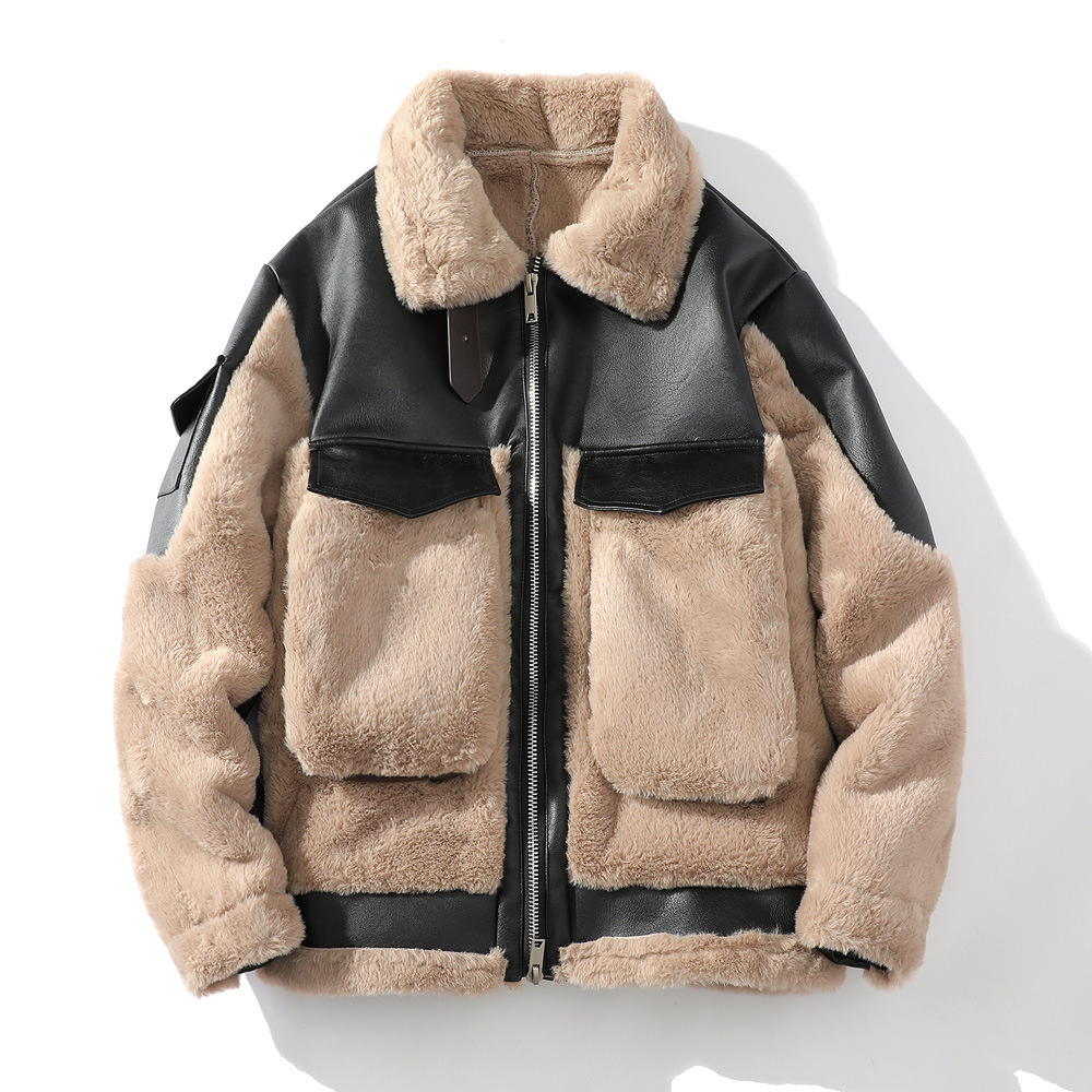 Winter New Fashion Splicing Padded Thickened Fur One Leisure Jacket