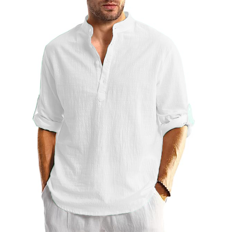 Men's Linen Casual Long Sleeve Shirt
