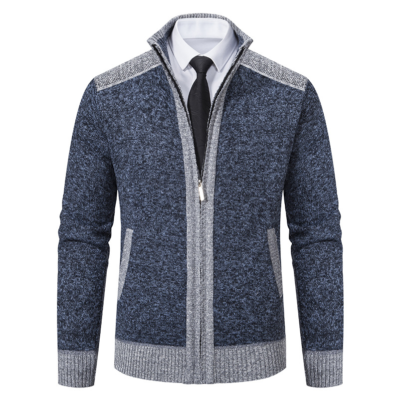 Men's autumn and winter stand collar zipper casual cardigan sweater ja