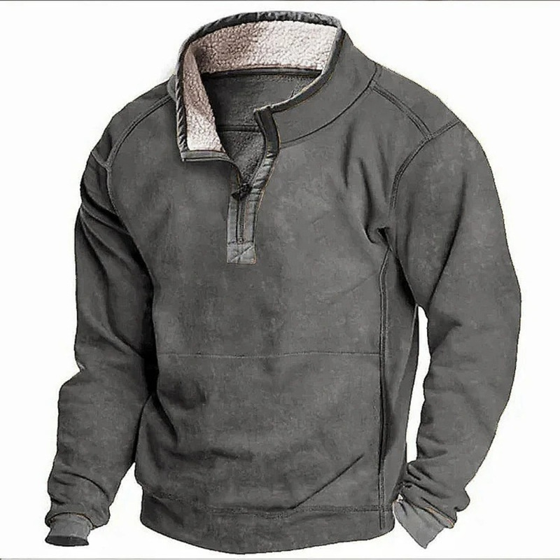 Men's Cashmere Casual Stand Collar Pocket Sweatshirt