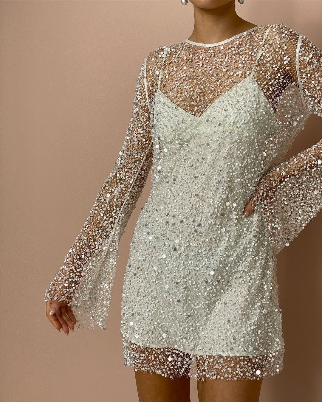 XMAS Sequined Mesh Mini Dress (2-IN-ONE)