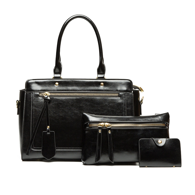Vintage Ladies Three-piece Oilskin Shoulder Crossbody Bag