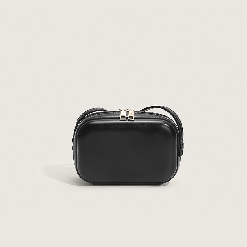 Minimal Leather Small Square Bag Joker Chain Hard Box Mobile Phone Bag Men And Women Mini Shoulder Messenger Bag