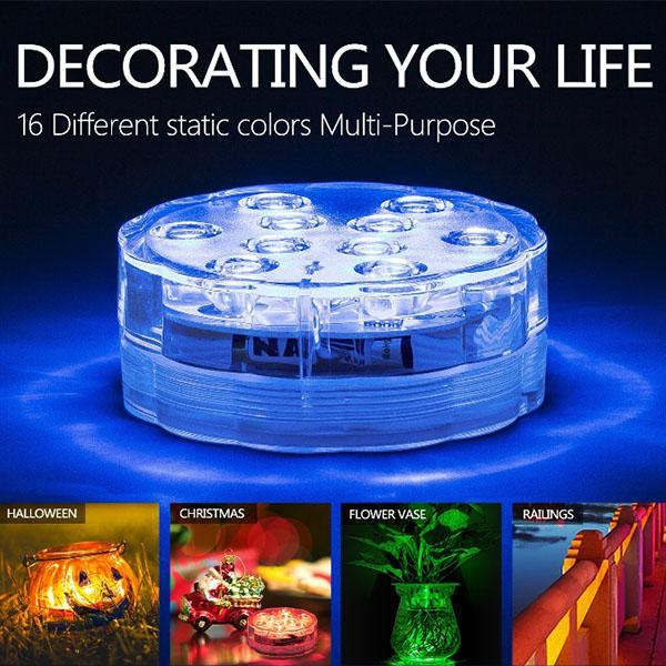 10 LED REMOTE CONTROLLED RGB SUBMERSIBLE LIGHT