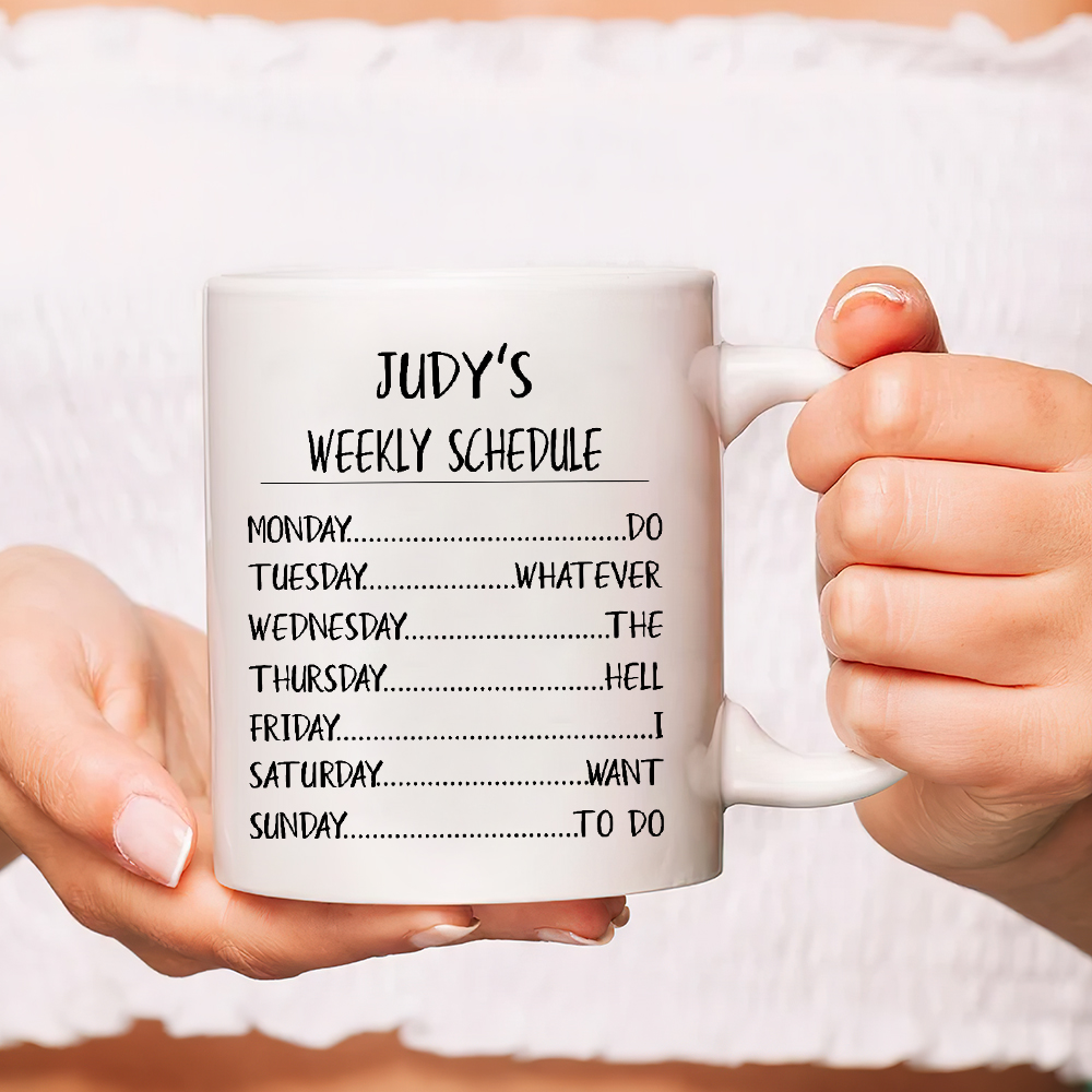 Personalized Retiring Weekly Schedule Coffee Mug | YouMug16