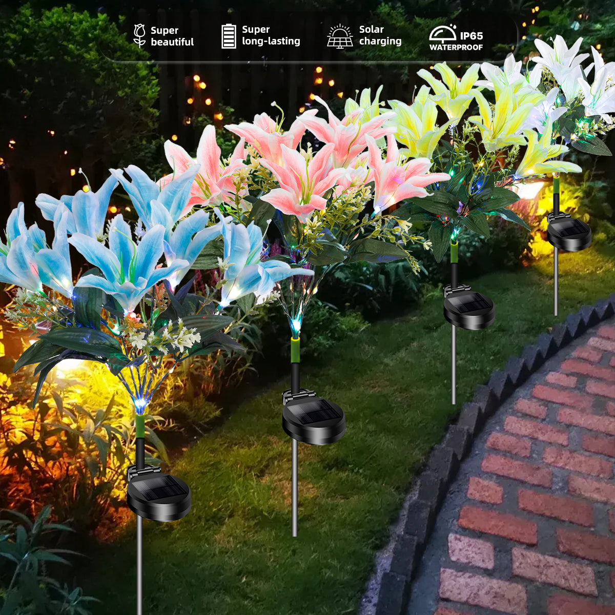 Elegant Solar Lily Garden Lights | Pure Serenity Collection (Set of 4)