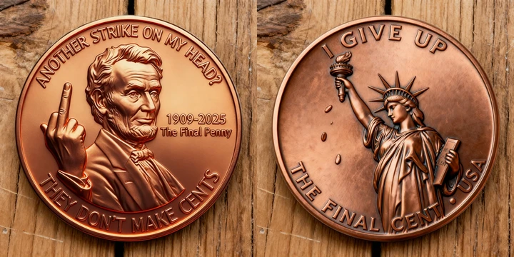 The Latest Five types "The Last Cent" Commemorative Coin Set