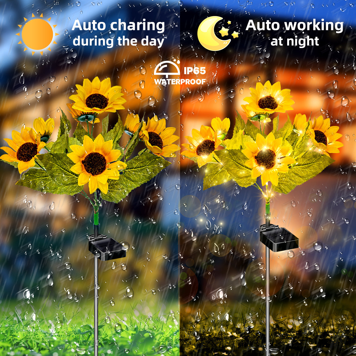 Vibrant Solar Sunflower Lights | Summer Sunshine Collection (Set of 4)
