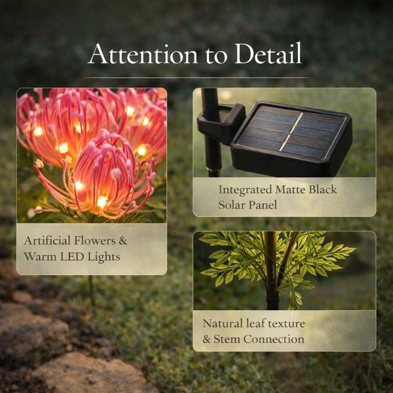 Realistic Solar Spider Mum Lights - Outdoor Memorial Garden Decor (Set of 4)