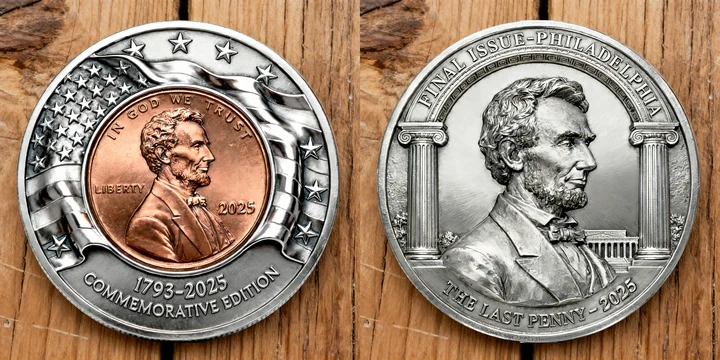 The Latest Five types "The Last Cent" Commemorative Coin Set
