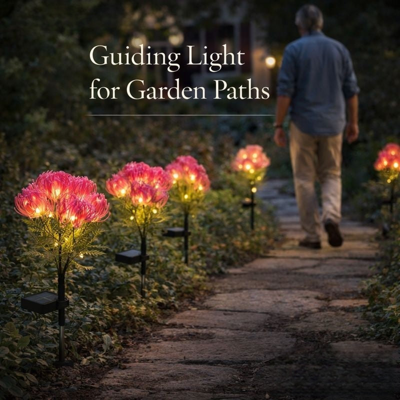 Realistic Solar Spider Mum Lights - Outdoor Memorial Garden Decor (Set of 4)