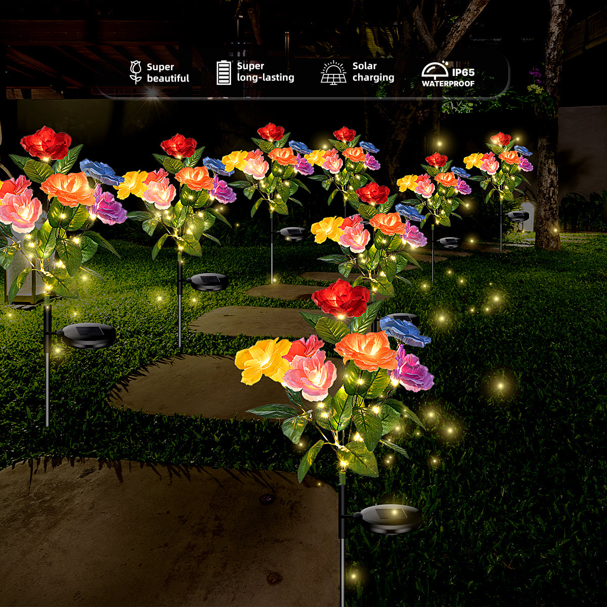 Realistic Solar Rose Garden Lights | Timeless Romance Collection (Set of 4)