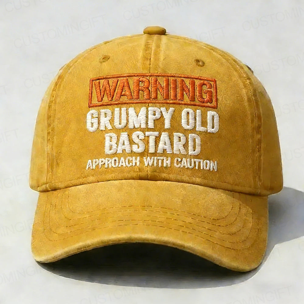 Warning Grumpy Old Bastard Approach With Caution Embroidery Cap