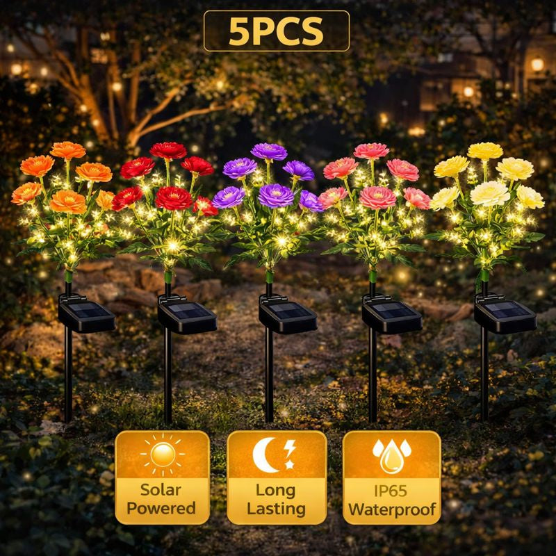 Ethereal Solar Snow Lotus Lights | Pure Elegance Collection (Set of 5)