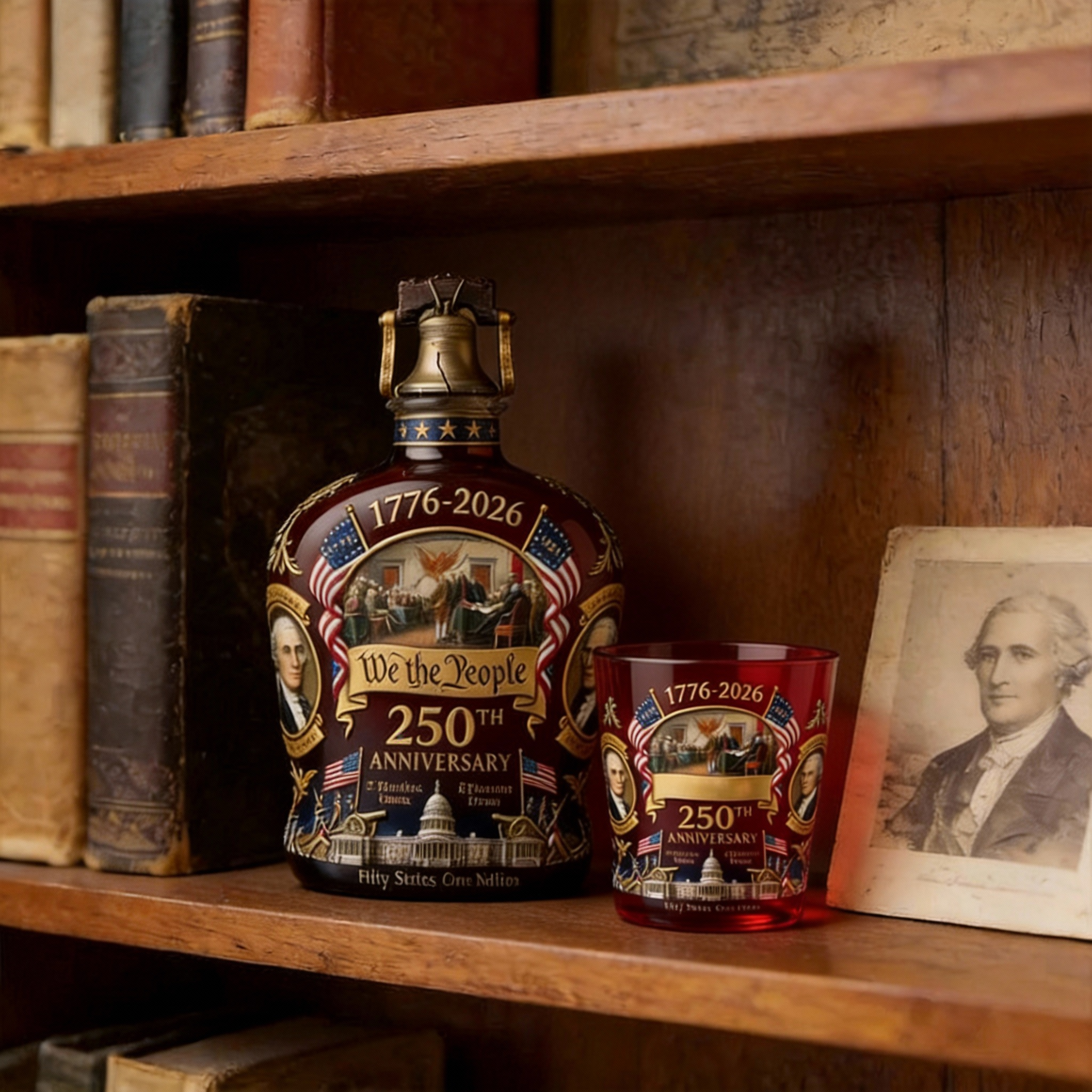 U.S. 250th Anniversary Commemorative Whiskey Bottle & Cup Set