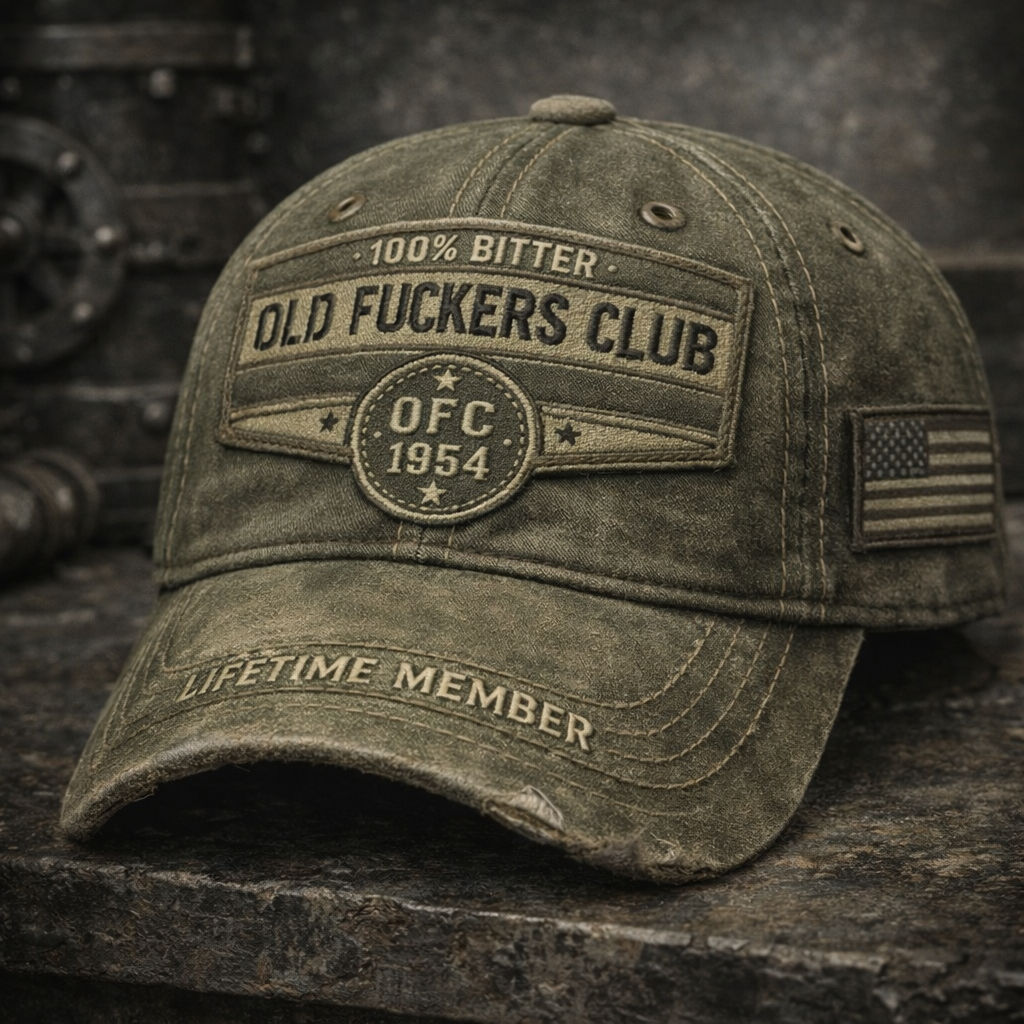 🏆Last Day Only $19.99❤Old F*ckers Club-Handmade leather Vintage Baseball Cap🎁-BUY 3 FREE SHIPPING– “Lifetime Member” Distressed Dad Hat | Rugged Humor Gift for Men
