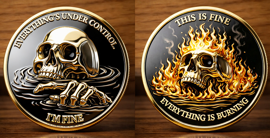 Everything’s Under Control I’m Fine Skull Coin