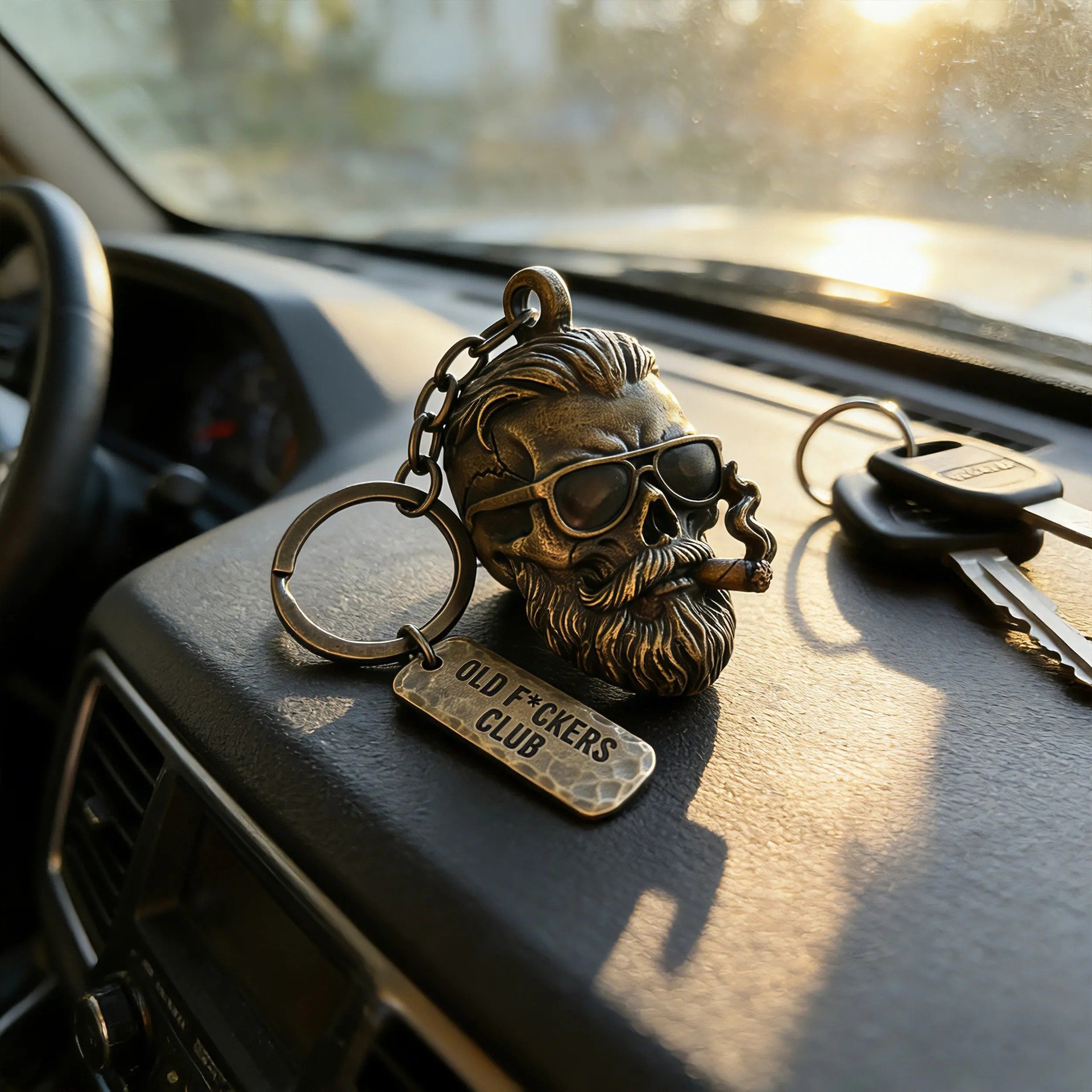 🧔🔥 Old F*ckers Club Skull Keychain